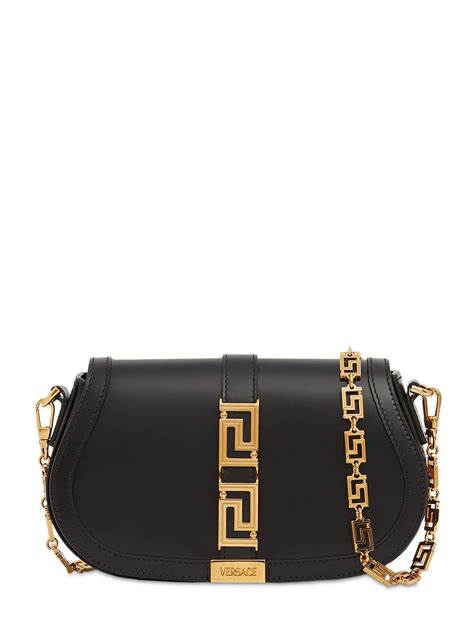 Versace Greca Goddess Leather Shoulder Bag